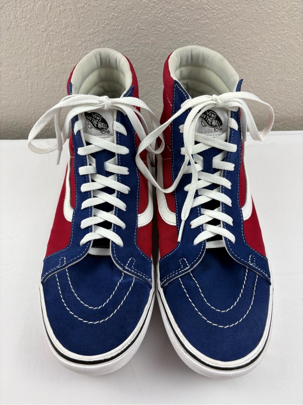 VANS Sk8-Hi ComfyCush sneakers in the Chili Pepper and True Blue Colorway